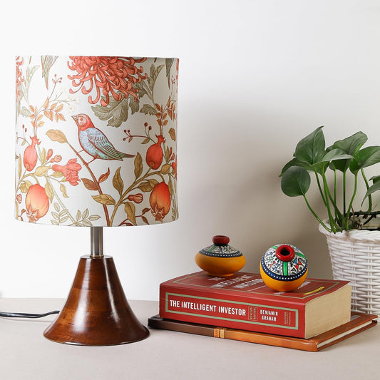 Lexton Birds Print Wooden Table Lamp – Bedroom & Living Room Decor