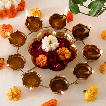 Klassic 9 Lotus Urli Bowl – Antique Metal Home Décor