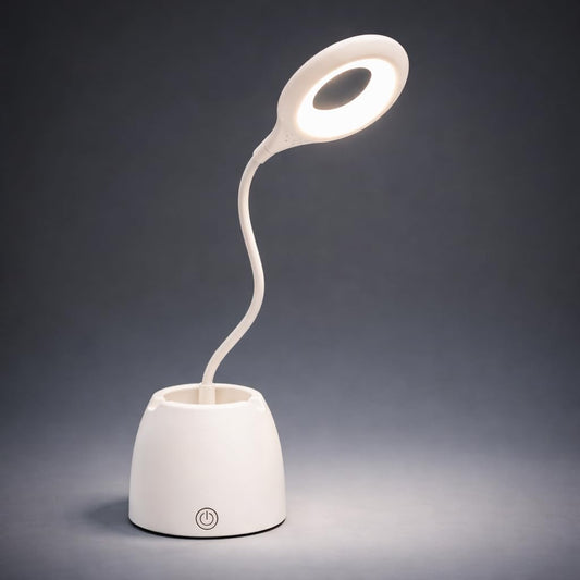 Lexton Ring Light Desk Lamp | Touch Control | 3 Light Modes | Study & Office (White)