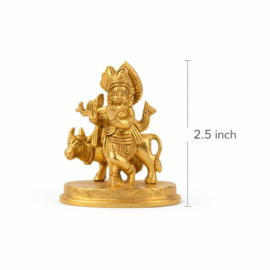 Klassic 2.5 Inch Pure Brass Krishna Statue with Cow – Handcrafted Idol