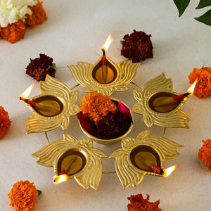 
                  
                    Klassic Unique and Antique 5 Lotus Diya Shape Urli Bowl | Metal, Perfect for Home Decor and Unique Gift for Diwali, Housewarming, Festive Celebrations (Golden, Pack of 1)
                  
                