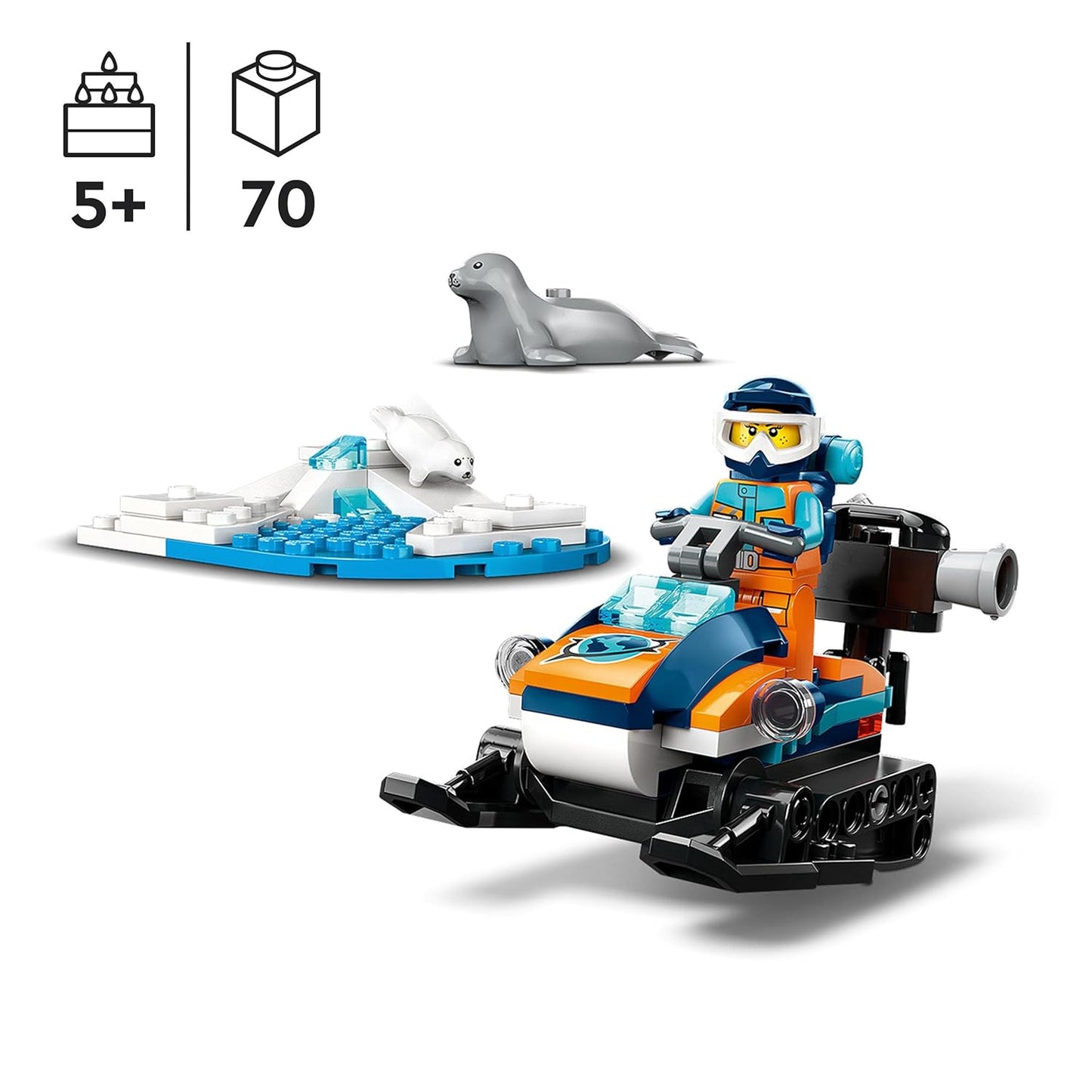 LEGO City Arctic Explorer Snowmobile Toy Set 60376 for Kids | 70 Pieces (Box Condition Damaged, Product Fine)