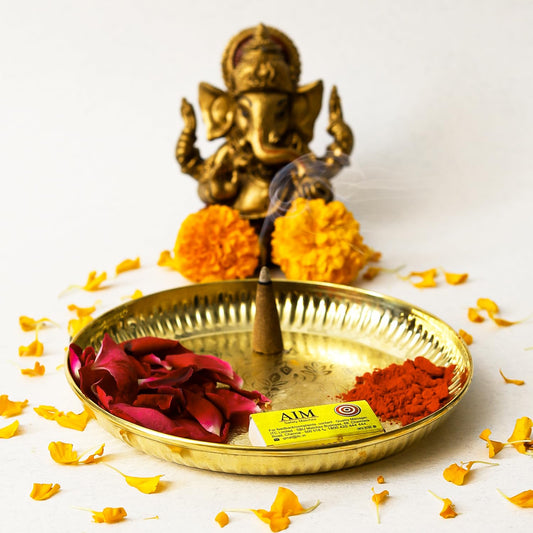 Klassic Brass Flower Design Pooja Thali 6 Inch