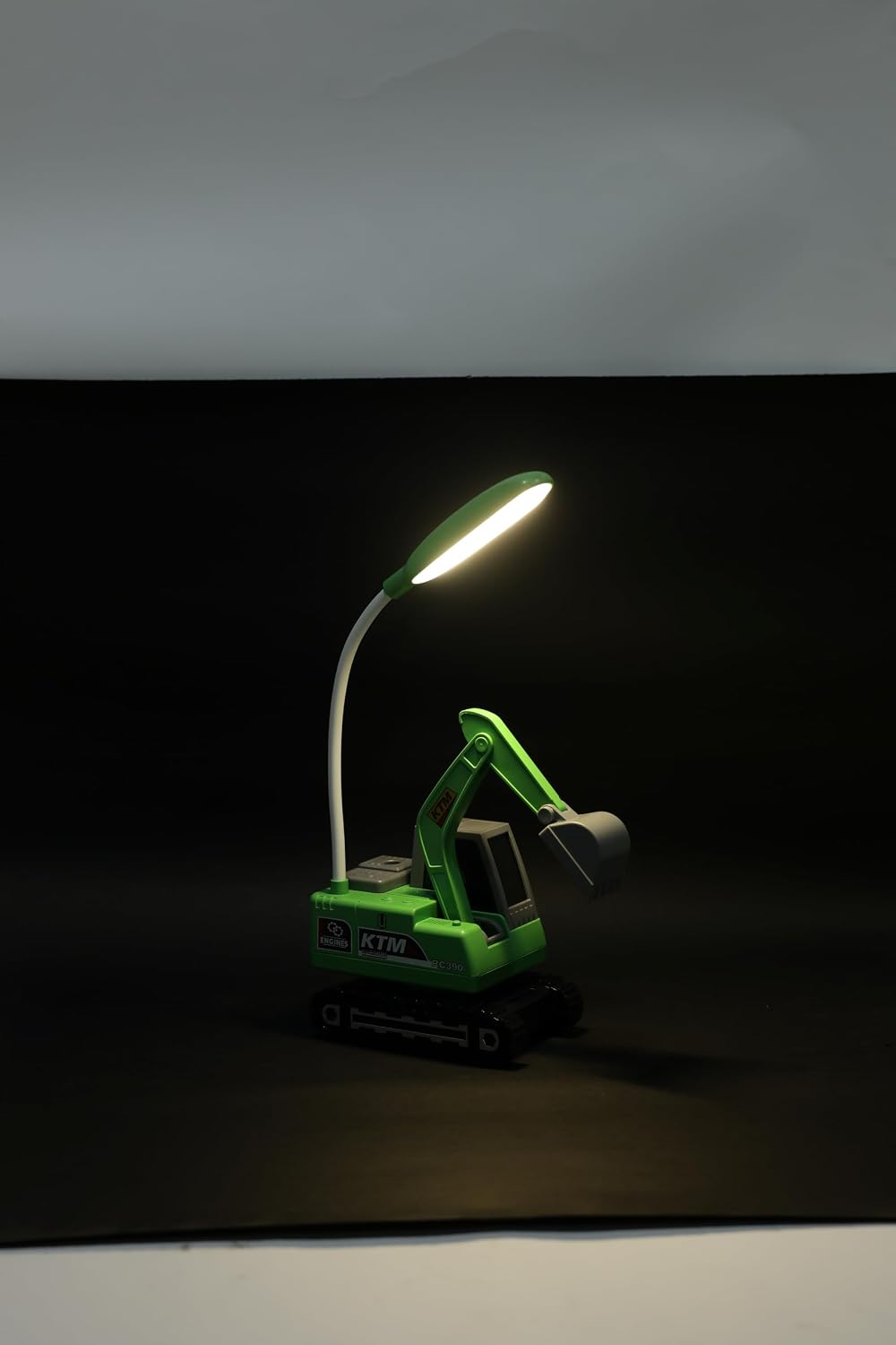 Lexton 12-Inch Excavator LED Desk Lamp | Rechargeable Kids Study Lamp with Phone Holder & Storage