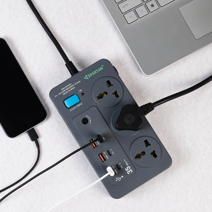 Spartan Extension Board 10A | 3 Sockets, 3 USB, 3 PD Charging
