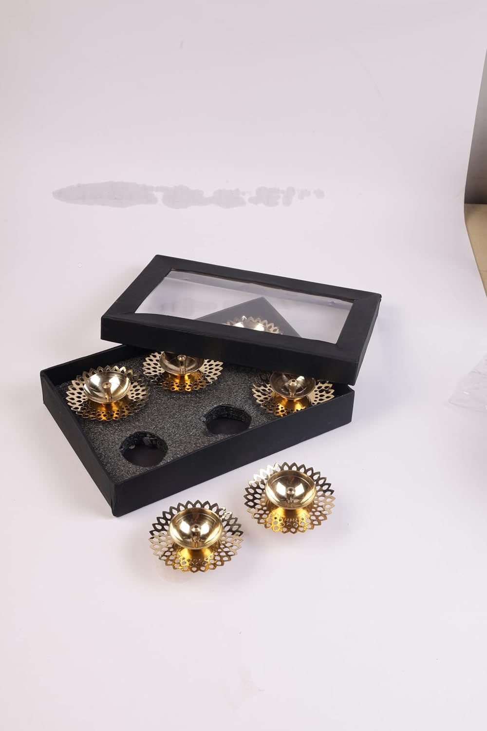 Klassic Pure Brass Flower Design Akhand Deep Diya – Pack of 6