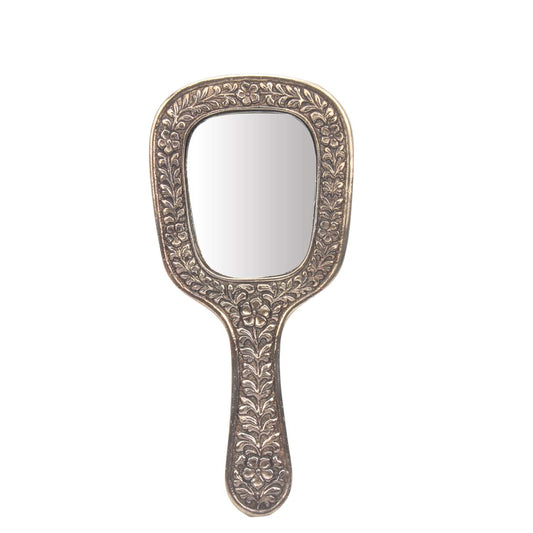 iCraft ICCM01 Hand Carved Metal Hand Mirrors for Home Decorations (Metal, Pack of 1)