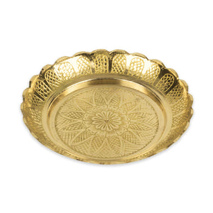 
                  
                    Klassic Small Brass Puja Thali/ Bhog Thali for Mandir with Flower Engraved Design for Home & Temple Decoration & Gifting (Gold, 6.5 Inch)
                  
                