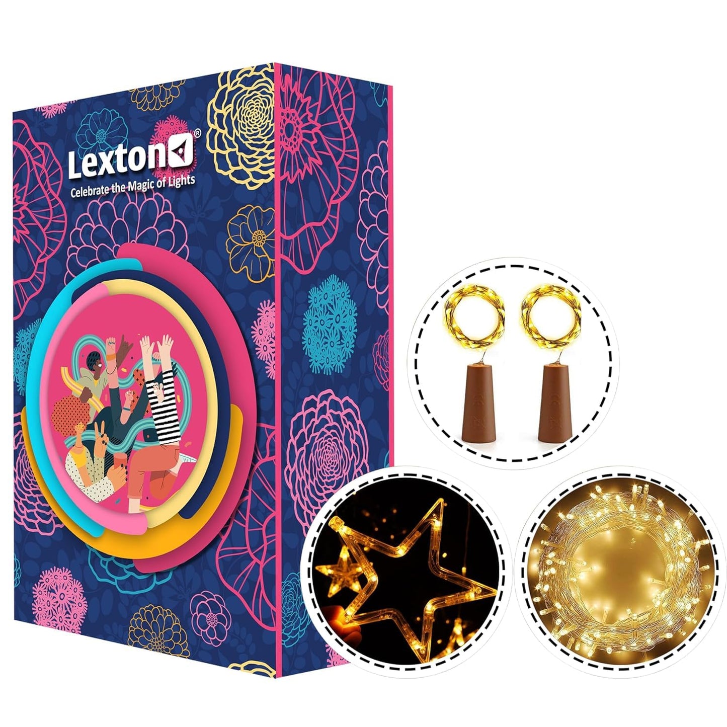 Lexton Festival Lighting Combo  String Light +Star Curtain +Cork Lights