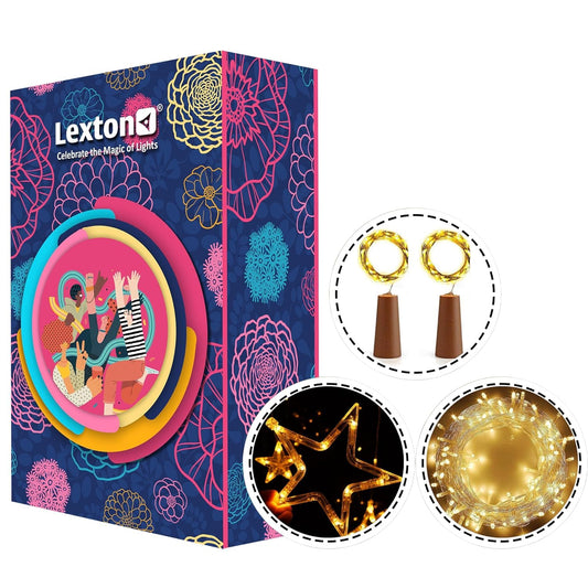 Lexton Festival Lighting Combo  String Light +Star Curtain +Cork Lights