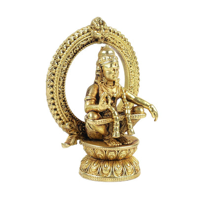 Klassic 2.5 Inch Brass Lord Ayyappa Idol for Home Temple, Mandir & Office Desk