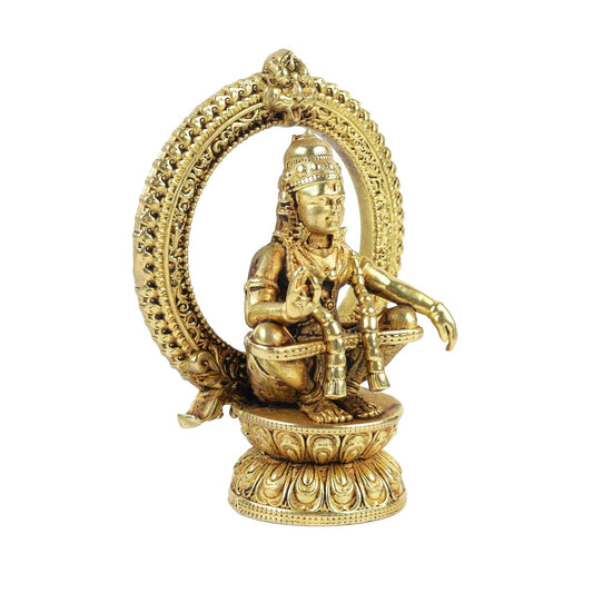 Klassic 2.5 Inch Brass Lord Ayyappa Idol for Home Temple, Mandir & Office Desk