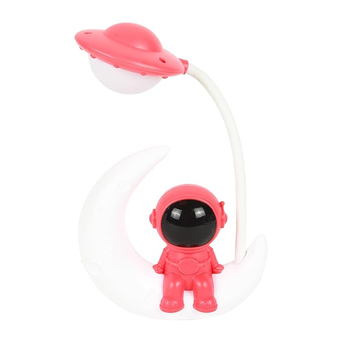 Lexton Astronaut Moon LED Study Lamp | Kids Desk Light Pink