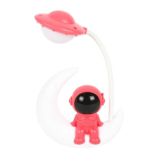 Lexton Astronaut Moon LED Study Lamp | Kids Desk Light Pink