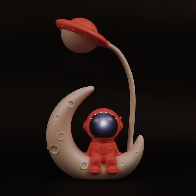 Lexton Astronaut Moon LED Study Lamp | Kids Desk Light Pink