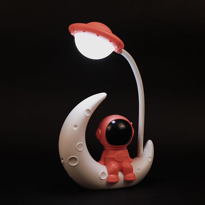 Lexton Astronaut Moon LED Study Lamp | Kids Desk Light Pink