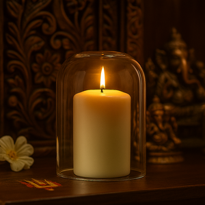 
                  
                    Klassic Curved Borosilicate Glass Shade Without Diya | Diya Cover for Bedroom & Mandir, Pooja, Home Decoration & Gifts, Tealight, 3.5 inches Height, 2.95 inches Width | Pack of 1
                  
                