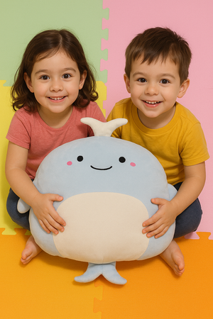 
                  
                    HANKLEY Plush Pillow Lovely Whale Stuffed Animal Soft Toy 40cm | Cute Cushion Cartoon Plushie Gift for Birthday, Kids Adults, Huggable Cuddly and Realistic Soft Toy, Blue
                  
                