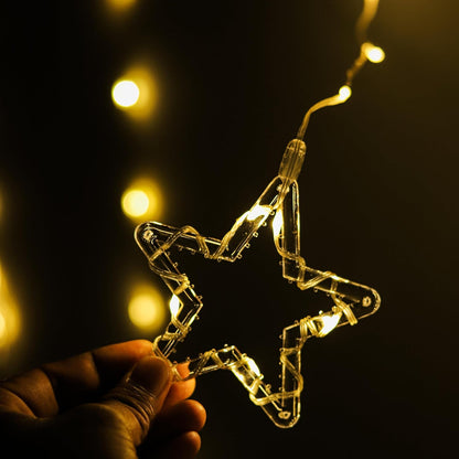 Lexton Star & Snowflake LED Curtain Light – 8 Modes