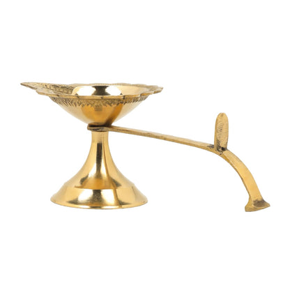 Klassic 4 Inch Pure Brass Aarti Diya for Puja, Home Temple, Mandir & Diwali Decor