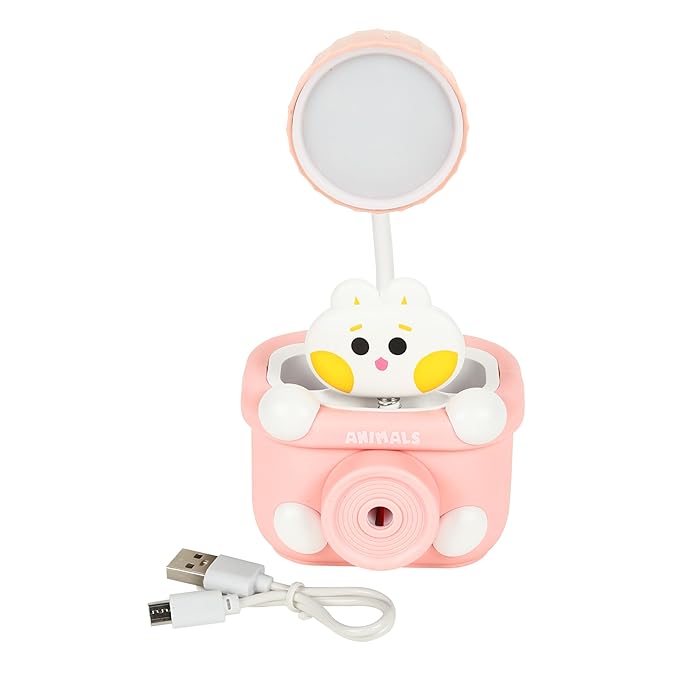 Lexton Camera Shaped LED Study Lamp | Rechargeable Kids Desk Light Pink