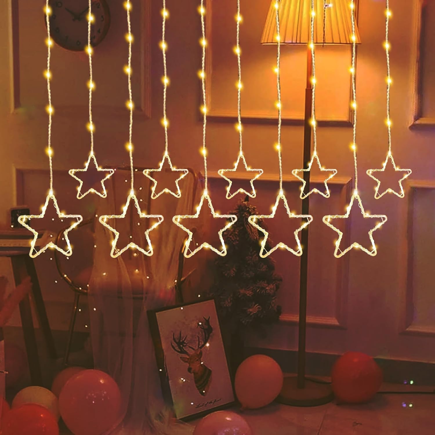 Lexton 3.5m Star Curtain LED Light – 8 Modes, Warm White iCraft by Eagle