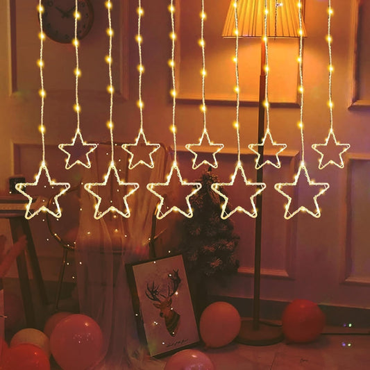 Lexton 3.5m Star Curtain LED Light – 8 Modes, Warm White