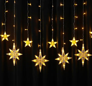 
                  
                    Lexton Decorative 12 Polar Star Curtain LED Light | 6 Polar Star, 6 Christmas Star, 2.5 Meter Long Wire | Suitable for Christmas Decoration, Diwali Lights, Wedding (Pack of 1, Warm White, Corded)
                  
                