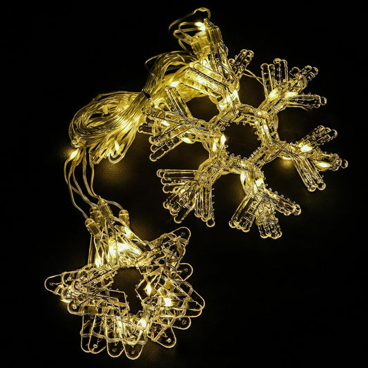 Lexton Star & Snowflake LED Curtain Light – 8 Modes