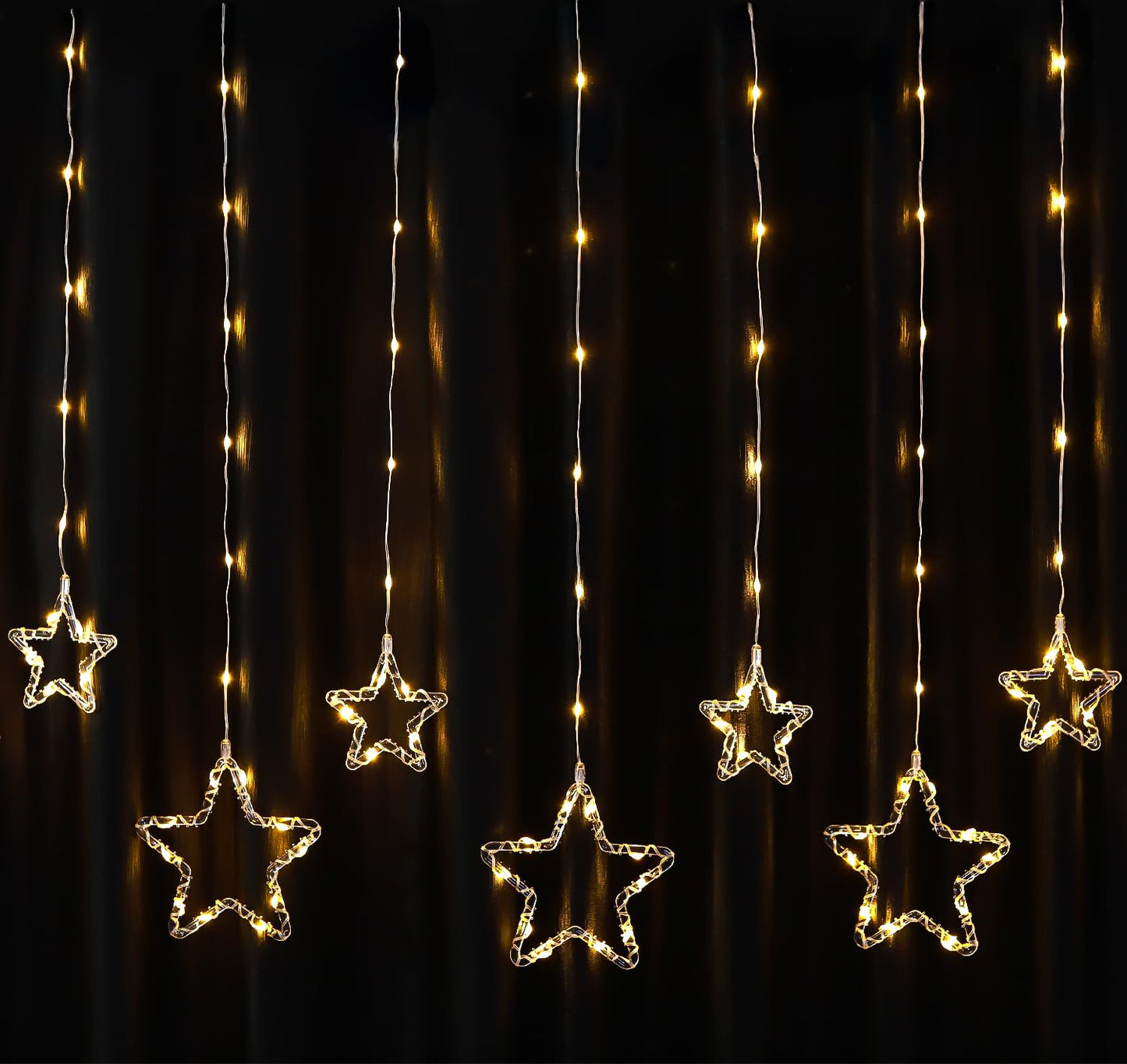 Lexton 3.5m Star Curtain LED Light – 8 Modes, Warm White
