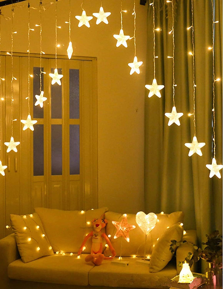 
                  
                    Lexton A Shape 16 Star Curtain Light Decorative LED Light String Curtain for Diwali, Christmas and Weddings Star Light, Diwali Light, Christmas Light, Romantic Light (Pack of 1, Warm White)
                  
                