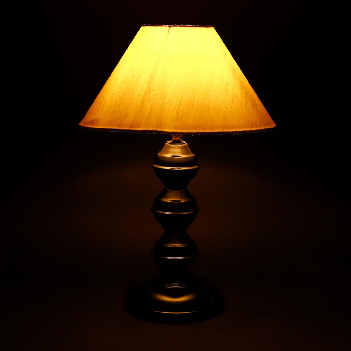 Lexton Black Metal Pillar Table Lamp with Beige Shade