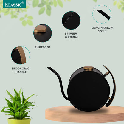 Klassic 2L Metal Watering Can – Black, Indoor & Outdoor Garden Pot
