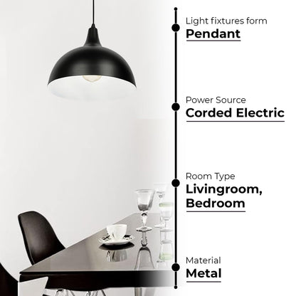 Lexton Vintage Black Dome Pendant Light – Single Head Hanging Lamp iCraft by Eagle