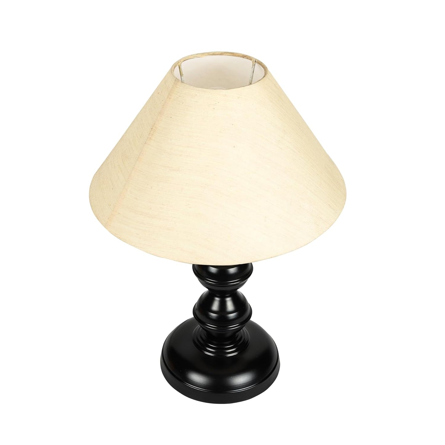 Lexton Black Metal Pillar Table Lamp with Beige Shade