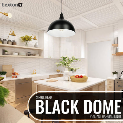 Lexton Vintage Black Dome Pendant Light – Single Head Hanging Lamp iCraft by Eagle