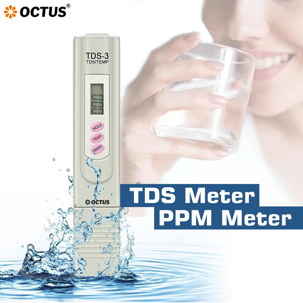 
                  
                    Octus Digital TDS Meter, PPM Meter for water testing, Water Quality Tester, TDS water tester for household, swimming pool, Aquariums, Hydroponics with 2 extra cells
                  
                