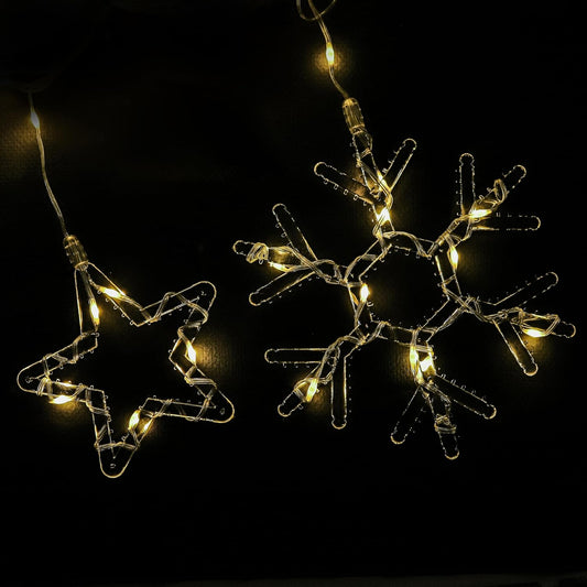 Lexton Star & Snowflake LED Curtain Light – 8 Modes