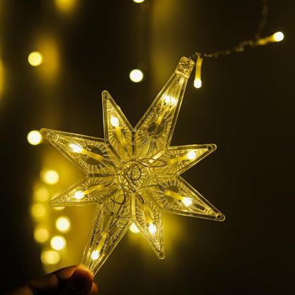 Lexton 5 Star & 5 Snowflake LED Curtain Light – Waterproof, 8 Modes