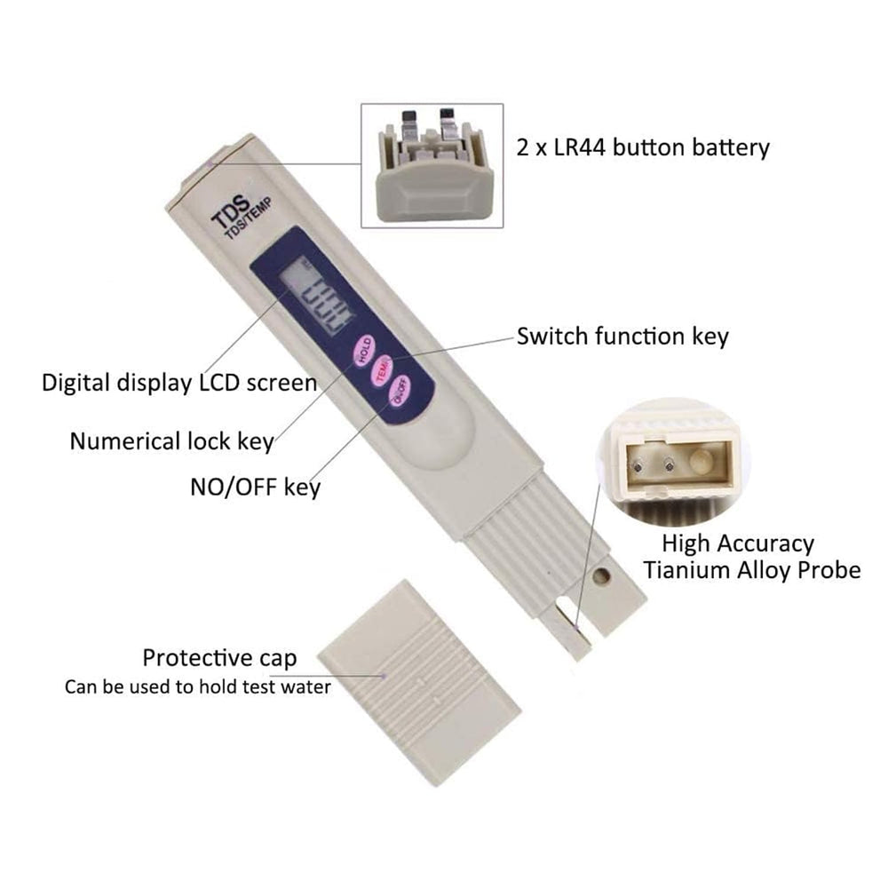 
                  
                    Octus Digital TDS Meter, PPM Meter for water testing, Water Quality Tester, TDS water tester for household, swimming pool, Aquariums, Hydroponics with 2 extra cells
                  
                