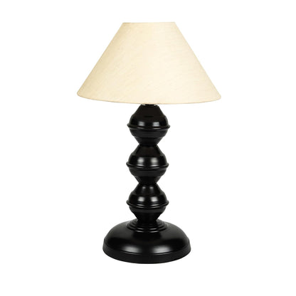 Lexton Black Metal Pillar Table Lamp with Beige Shade