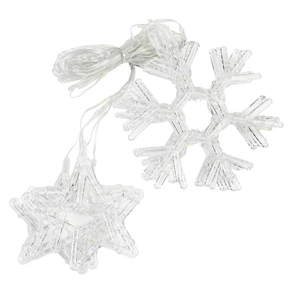 Lexton Star & Snowflake LED Curtain Light – 8 Modes