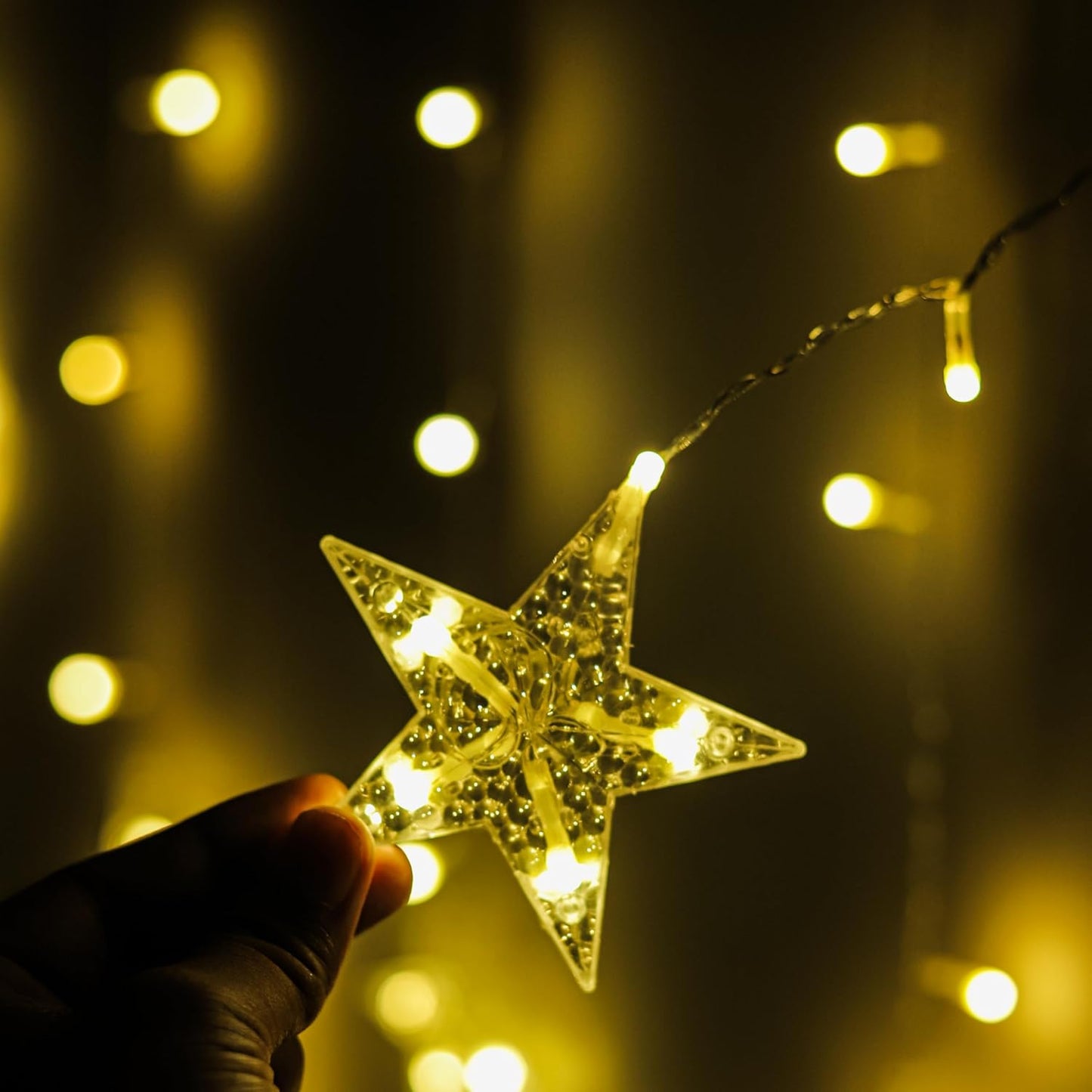 Lexton 5 Star & 5 Snowflake LED Curtain Light – Waterproof, 8 Modes