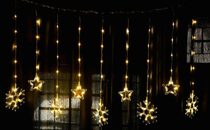 Lexton Star & Snowflake LED Curtain Light – 8 Modes