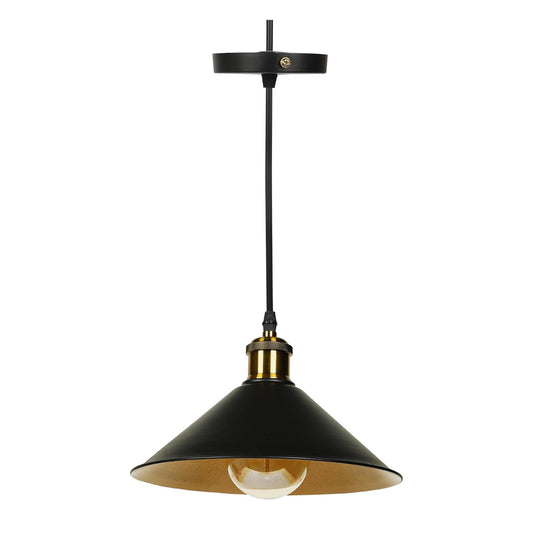 Lexton Black Barn Cone Pendant Light – Metal Hanging Lamp