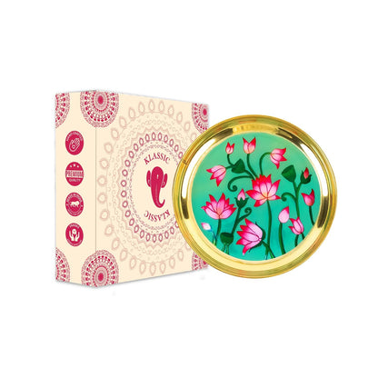 Klassic 8-Inch Handcrafted Brass Lotus Aarti Thali | Decorative Puja Plate