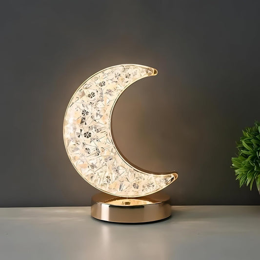 Lexton Half Moon Crystal LED Nightstand Lamp  Rechargeable