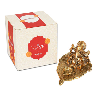 Klassic Antique Golden Metal Ganesh Diya