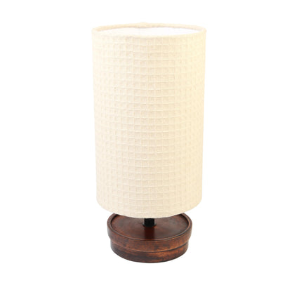 Lexton Fabric Shade Bedside Lamp | Wooden Base | Modern Table Light | Without Bulb iCraft by Eagle