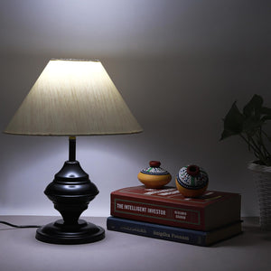 
                  
                    Lexton Black Metal Base Table Lamp | Bed Side Lamp for Bedroom | Living Room | Home Decoration | Drawing Room | Study Room | Bedside | Gifting Purpose| Bulb Not Included (Beige Shade, Pack of 1)
                  
                